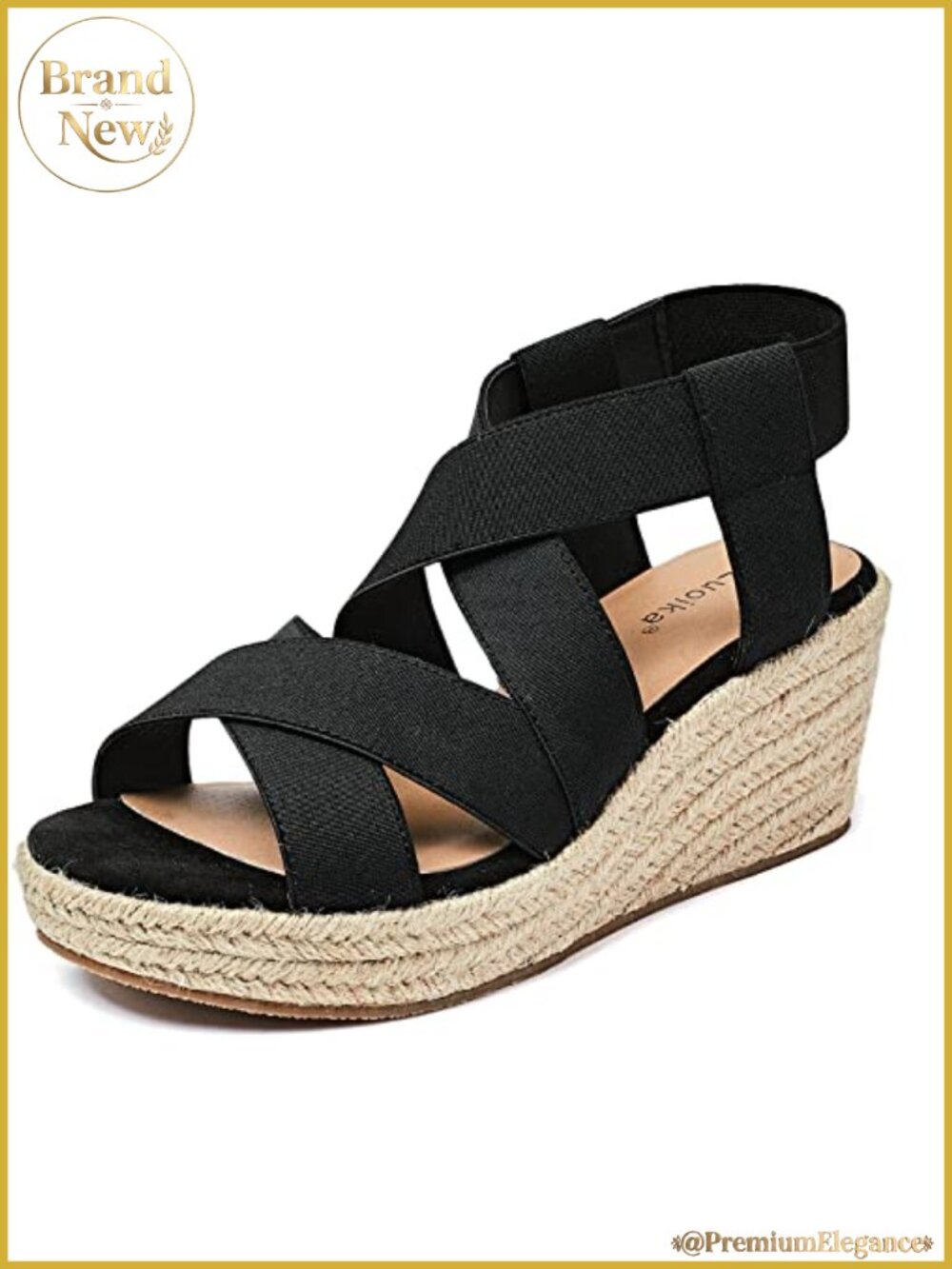 Women's Wide Width Platform Wedge Sandals Faux Leather Espadrille